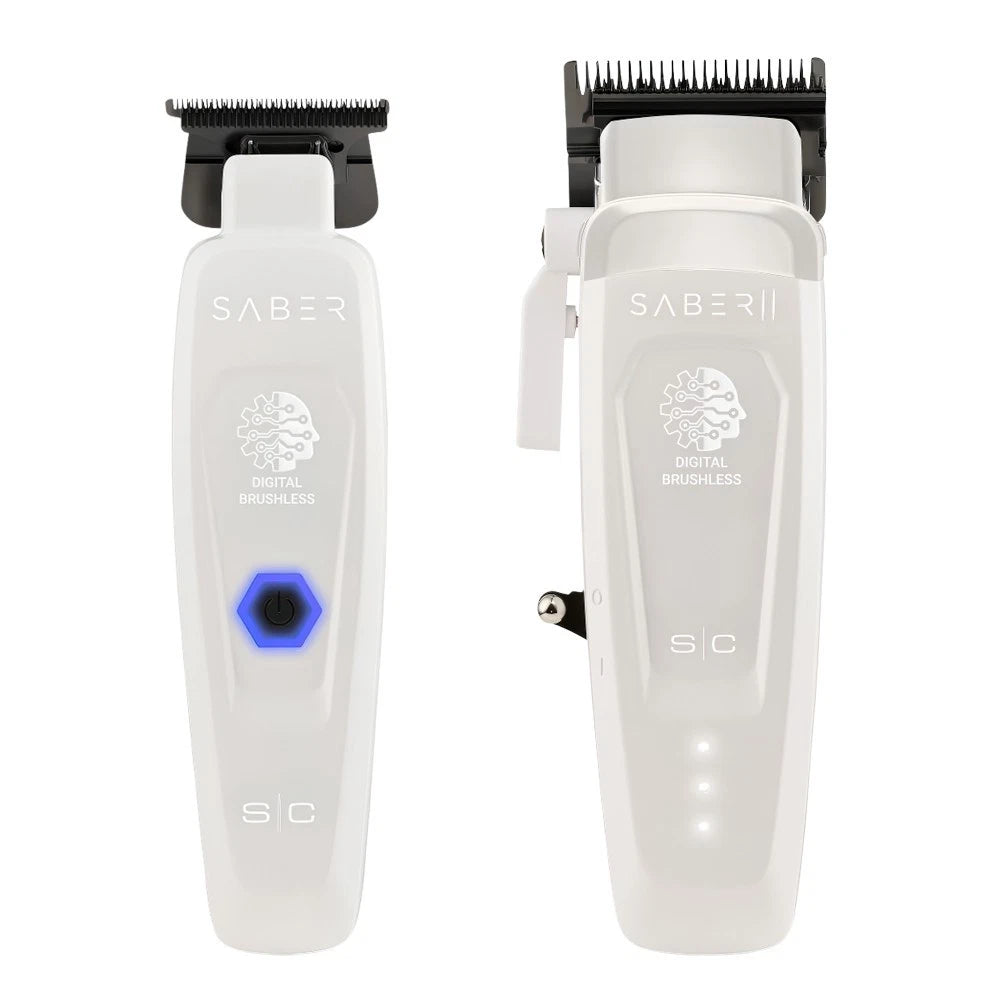 Stylecraft Clipper 2.0 + Trimmer Weiß Barber Set Metallgehäuse Zero Gap